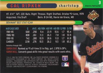 1996 Bowman's Best - Atomic Refractors #3 Cal Ripken Back