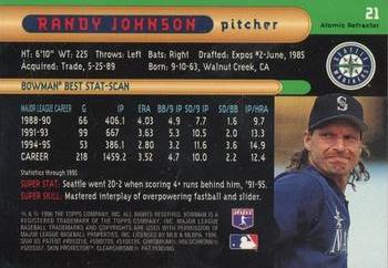 1996 Bowman's Best - Atomic Refractors #21 Randy Johnson Back