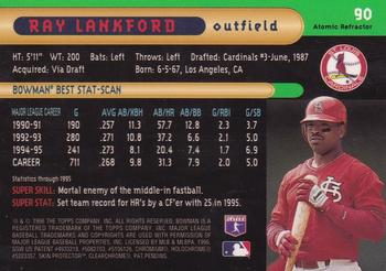 1996 Bowman's Best - Atomic Refractors #90 Ray Lankford Back