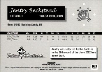 2006 Grandstand Tulsa Drillers #13 Jentry Beckstead Back