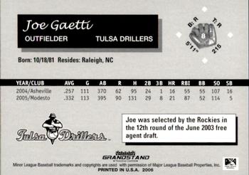 2006 Grandstand Tulsa Drillers #15 Joe Gaetti Back