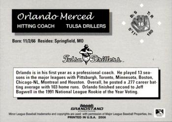 2006 Grandstand Tulsa Drillers #29 Orlando Merced Back