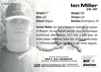 2012 Choice Mat-Su Miners #20 Ian Miller Back