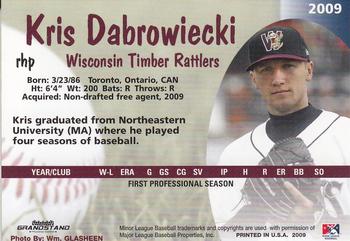2009 Grandstand Wisconsin Timber Rattlers #NNO Kris Dabrowiecki Back