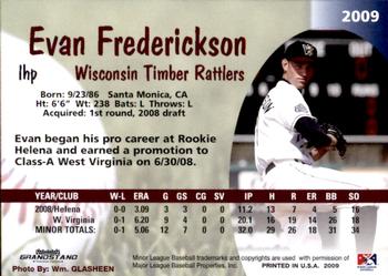 2009 Grandstand Wisconsin Timber Rattlers #NNO Evan Frederickson Back