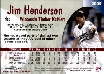 2009 Grandstand Wisconsin Timber Rattlers #NNO Jim Henderson Back
