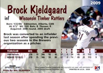 2009 Grandstand Wisconsin Timber Rattlers #NNO Brock Kjeldgaard Back