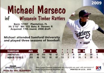 2009 Grandstand Wisconsin Timber Rattlers #NNO Michael Marseco Back