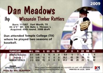 2009 Grandstand Wisconsin Timber Rattlers #NNO Dan Meadows Back