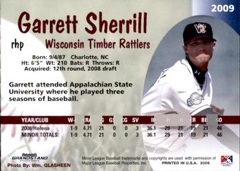 2009 Grandstand Wisconsin Timber Rattlers #NNO Garrett Sherrill Back