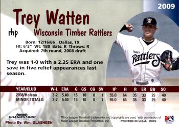 2009 Grandstand Wisconsin Timber Rattlers #NNO Trey Watten Back