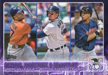 2015 Topps - Purple #2 American League Batting Average Leaders (Jose Altuve / Victor Martinez / Michael Brantley) Front
