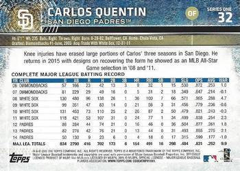 2015 Topps - Purple #32 Carlos Quentin Back