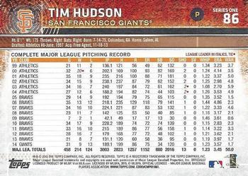 2015 Topps - Purple #86 Tim Hudson Back