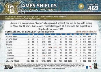 2015 Topps - Purple #469 James Shields Back