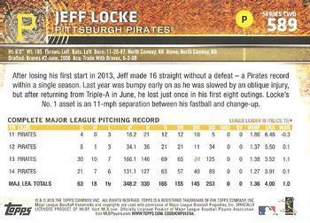 2015 Topps - Purple #589 Jeff Locke Back