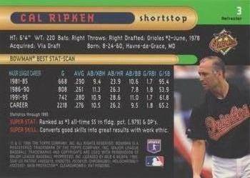 1996 Bowman's Best - Refractors #3 Cal Ripken Back