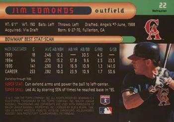 1996 Bowman's Best - Refractors #22 Jim Edmonds Back
