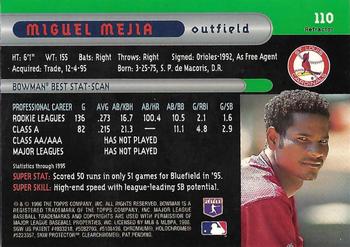 1996 Bowman's Best - Refractors #110 Miguel Mejia Back