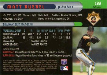 1996 Bowman's Best - Refractors #122 Matt Ruebel Back