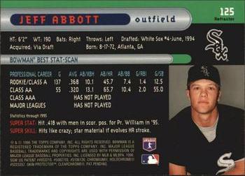 1996 Bowman's Best - Refractors #125 Jeff Abbott Back