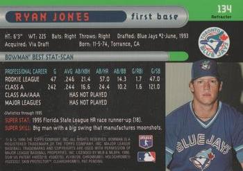 1996 Bowman's Best - Refractors #134 Ryan Jones Back