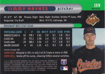 1996 Bowman's Best - Refractors #159 Jimmy Haynes Back