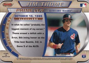 1996 Bowman's Best - Best Cuts Atomic Refractor #15 Jim Thome Back