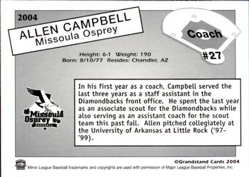 2004 Grandstand Missoula Osprey #NNO Allen Campbell Back