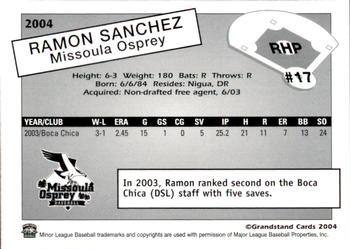 2004 Grandstand Missoula Osprey #NNO Ramon Sanchez Back