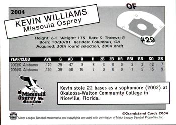 2004 Grandstand Missoula Osprey #NNO Kevin Williams Back