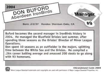 2004 Grandstand Aberdeen IronBirds #NNO Don Buford Back