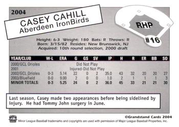 2004 Grandstand Aberdeen IronBirds #NNO Casey Cahill Back