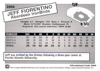 2004 Grandstand Aberdeen IronBirds #NNO Jeff Fiorentino Back