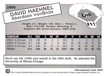 2004 Grandstand Aberdeen IronBirds #NNO David Haehnel Back