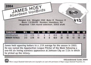 2004 Grandstand Aberdeen IronBirds #NNO James Hoey Back