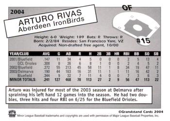 2004 Grandstand Aberdeen IronBirds #NNO Arturo Rivas Back