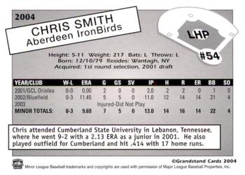2004 Grandstand Aberdeen IronBirds #NNO Chris Smith Back