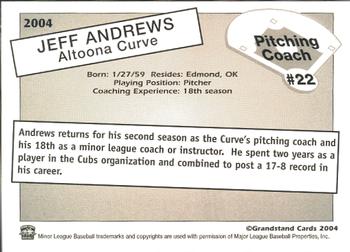 2004 Grandstand Altoona Curve #NNO Jeff Andrews Back