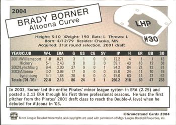 2004 Grandstand Altoona Curve #NNO Brady Borner Back