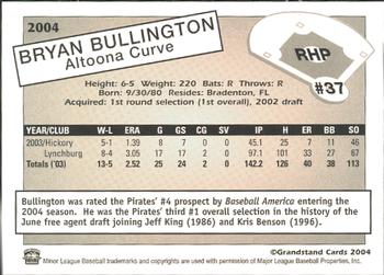 2004 Grandstand Altoona Curve #NNO Bryan Bullington Back