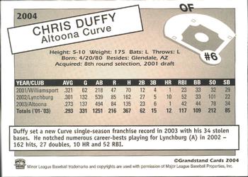 2004 Grandstand Altoona Curve #NNO Chris Duffy Back