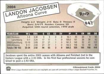 2004 Grandstand Altoona Curve #NNO Landon Jacobsen Back