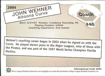 2004 Grandstand Altoona Curve #NNO John Wehner Back