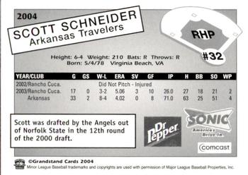 2004 Grandstand Arkansas Travelers #NNO Scott Schneider Back