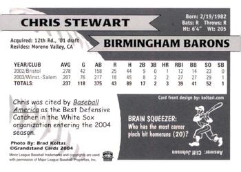 2004 Grandstand Birmingham Barons #NNO Chris Stewart Back