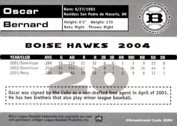 2004 Grandstand Boise Hawks #NNO Oscar Bernard Back