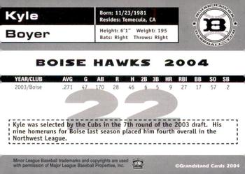 2004 Grandstand Boise Hawks #NNO Kyle Boyer Back