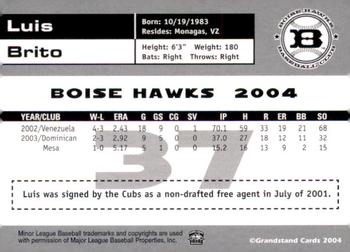 2004 Grandstand Boise Hawks #NNO Luis Brito Back