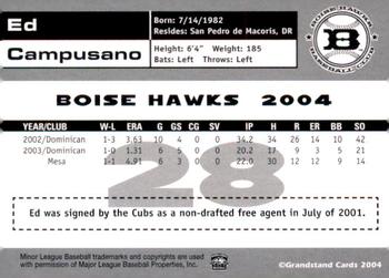 2004 Grandstand Boise Hawks #NNO Ed Campusano Back